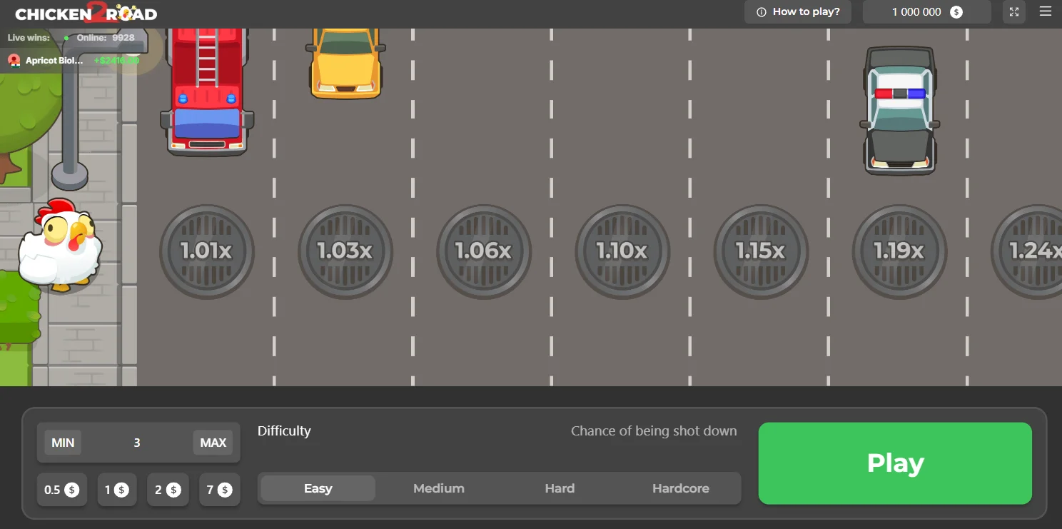 Chicken Road mini game interface on Winnita Casino platform