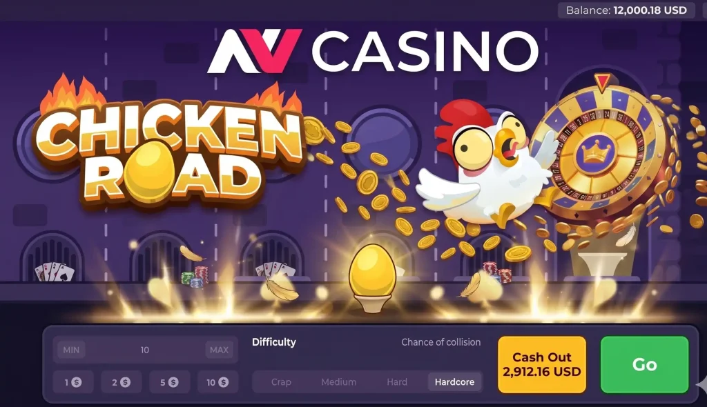 NV Casino game interface showing Chicken Road crash game in action