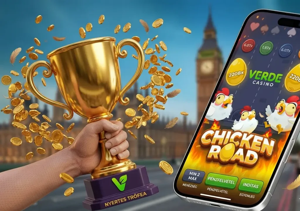 Verde Casino game interface showing Chicken Road crash game winner